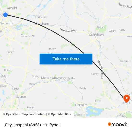 City Hospital (Sh53) to Ryhall map