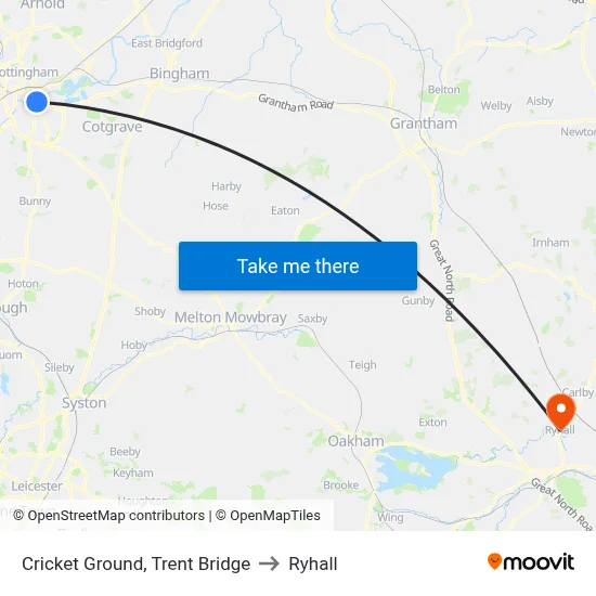 Cricket Ground, Trent Bridge to Ryhall map