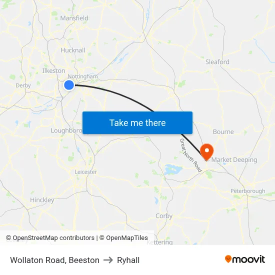 Wollaton Road, Beeston to Ryhall map