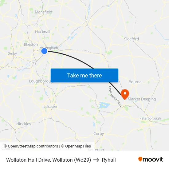 Wollaton Hall Drive, Wollaton (Wo29) to Ryhall map