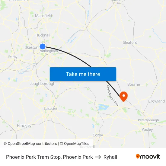 Phoenix Park Tram Stop, Phoenix Park to Ryhall map