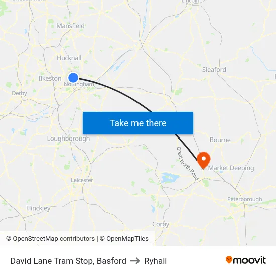 David Lane Tram Stop, Basford to Ryhall map