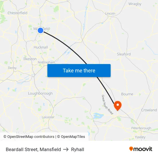 Beardall Street, Mansfield to Ryhall map