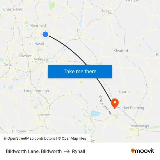 Blidworth Lane, Blidworth to Ryhall map