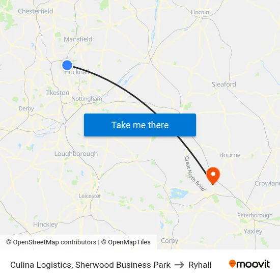 Culina Logistics, Sherwood Business Park to Ryhall map