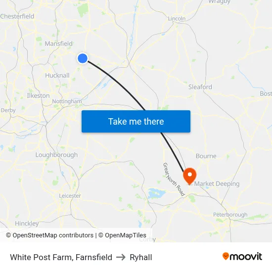 White Post Farm, Farnsfield to Ryhall map