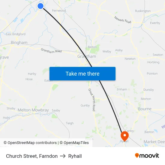 Church Street, Farndon to Ryhall map