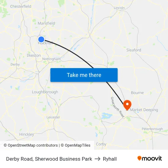 Derby Road, Sherwood Business Park to Ryhall map