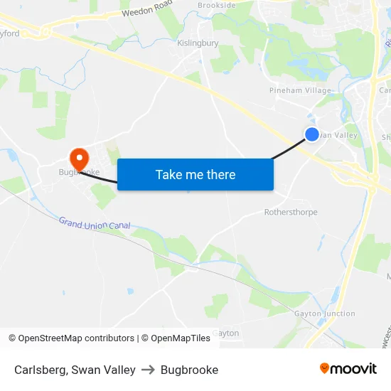 Carlsberg, Swan Valley to Bugbrooke map