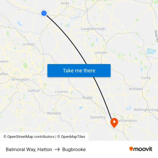 Balmoral Way, Hatton to Bugbrooke map