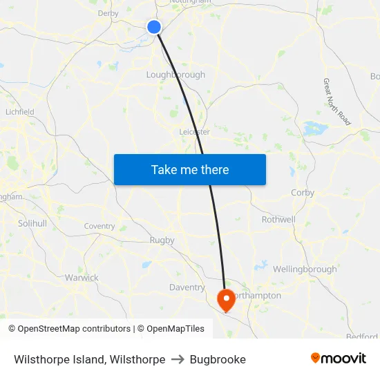 Wilsthorpe Island, Wilsthorpe to Bugbrooke map