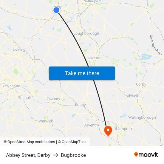 Abbey Street, Derby to Bugbrooke map