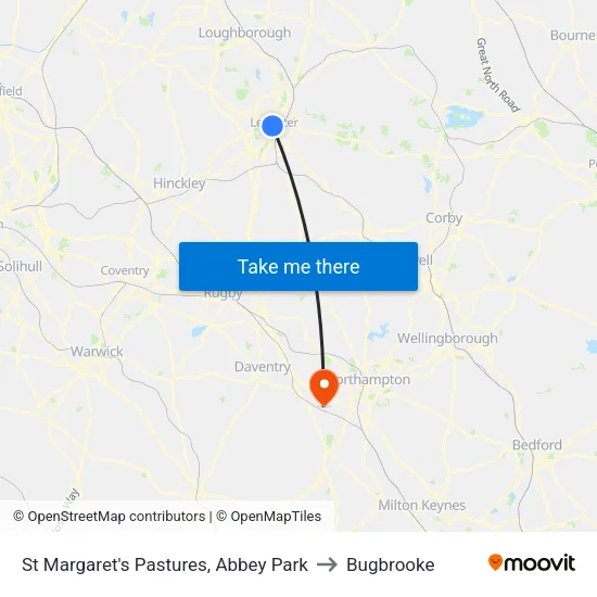 St Margaret's Pastures, Abbey Park to Bugbrooke map