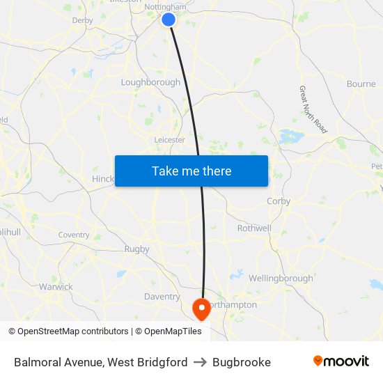 Balmoral Avenue, West Bridgford to Bugbrooke map