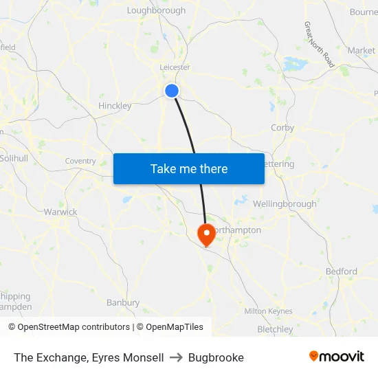 The Exchange, Eyres Monsell to Bugbrooke map