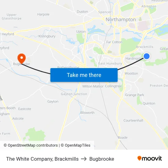 The White Company, Brackmills to Bugbrooke map
