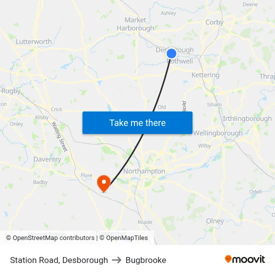 Station Road, Desborough to Bugbrooke map