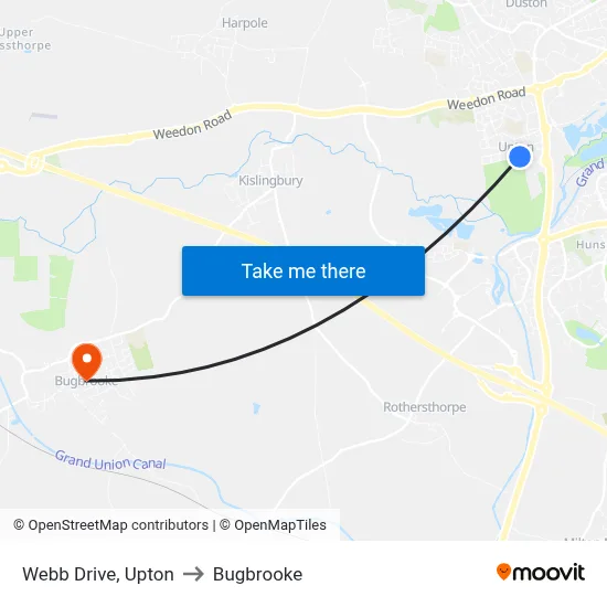 Webb Drive, Upton to Bugbrooke map