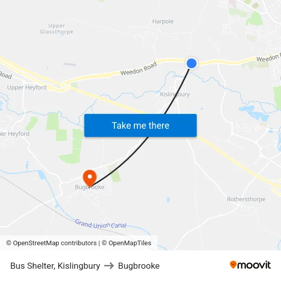 Bus Shelter, Kislingbury to Bugbrooke map