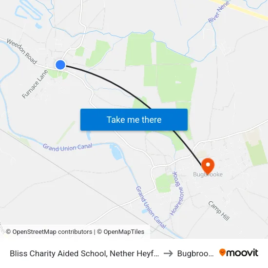 Bliss Charity Aided School, Nether Heyford to Bugbrooke map