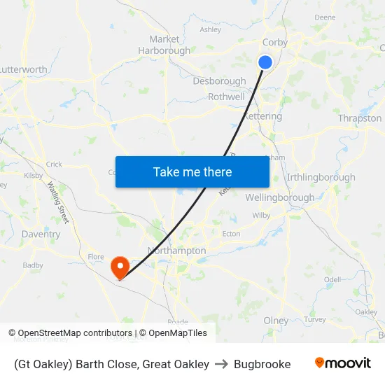 (Gt Oakley) Barth Close, Great Oakley to Bugbrooke map