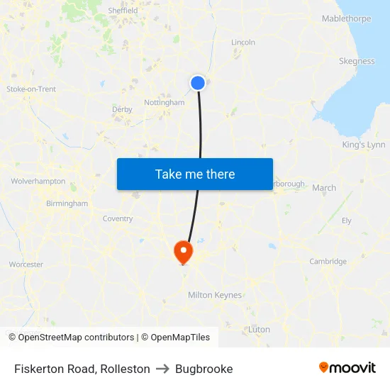 Fiskerton Road, Rolleston to Bugbrooke map