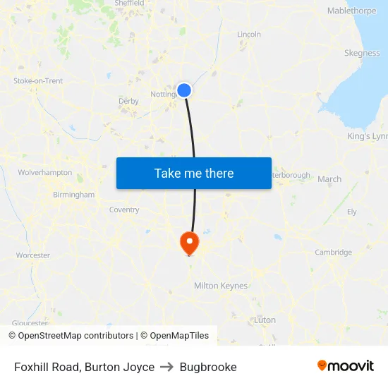Foxhill Road, Burton Joyce to Bugbrooke map