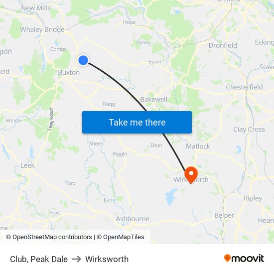 Club, Peak Dale to Wirksworth map