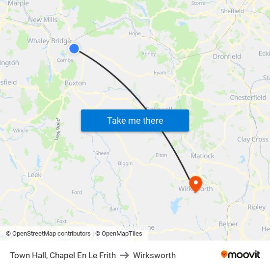 Town Hall, Chapel En Le Frith to Wirksworth map