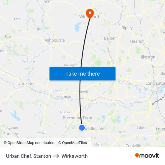 Urban Chef, Stanton to Wirksworth map