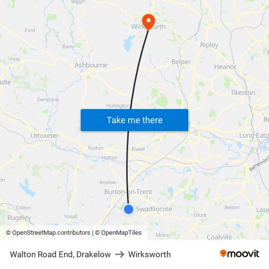 Walton Road End, Drakelow to Wirksworth map