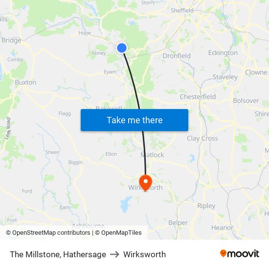The Millstone, Hathersage to Wirksworth map