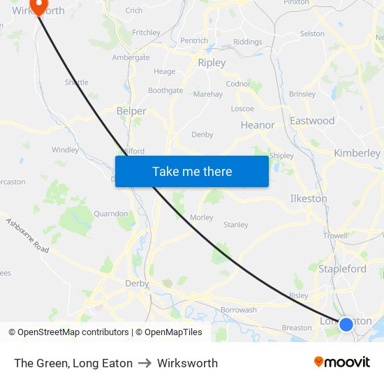 The Green, Long Eaton to Wirksworth map