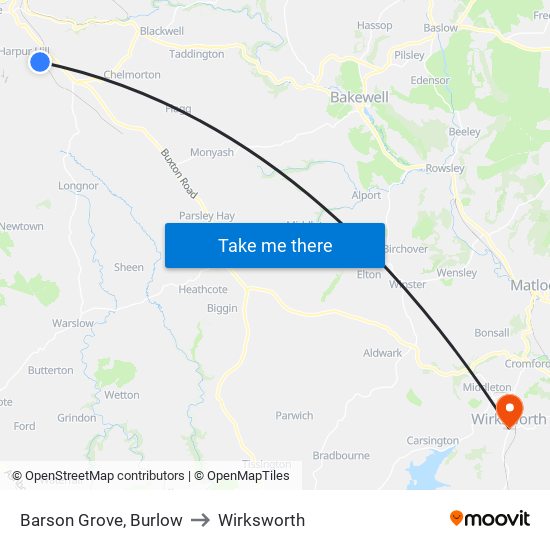 Barson Grove, Burlow to Wirksworth map