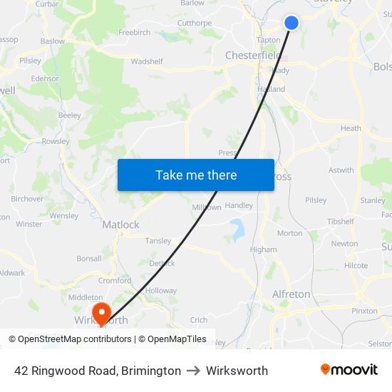42 Ringwood Road, Brimington to Wirksworth map
