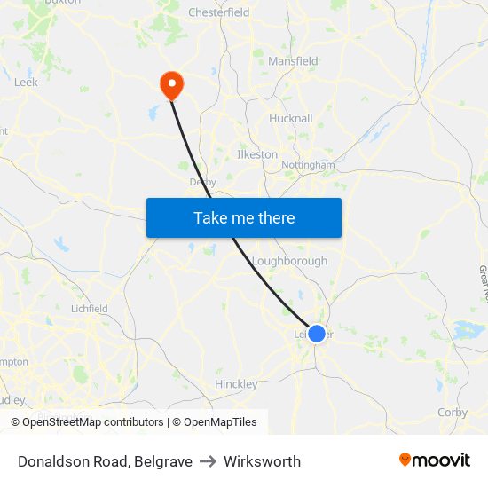 Donaldson Road, Belgrave to Wirksworth map