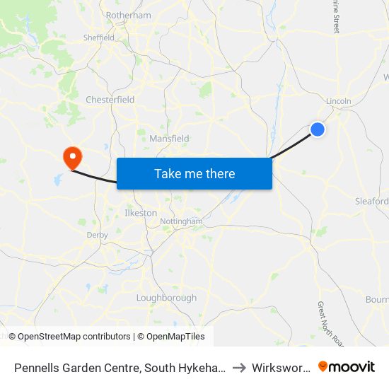 Pennells Garden Centre, South Hykeham to Wirksworth map