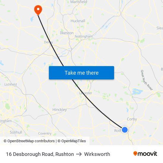 16 Desborough Road, Rushton to Wirksworth map