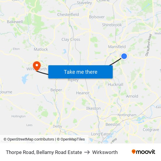 Thorpe Road, Bellamy Road Estate to Wirksworth map