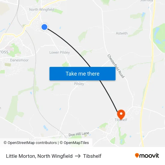 Little Morton, North Wingfield to Tibshelf map