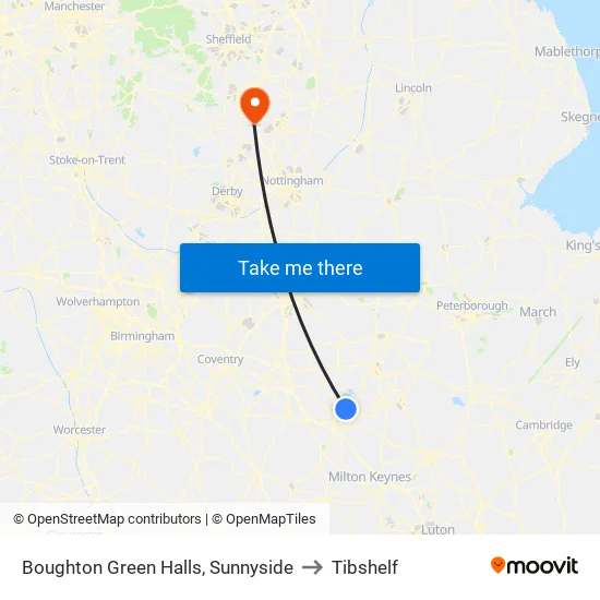 Boughton Green Halls, Sunnyside to Tibshelf map