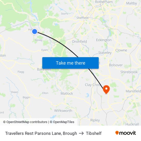 Travellers Rest Parsons Lane, Brough to Tibshelf map