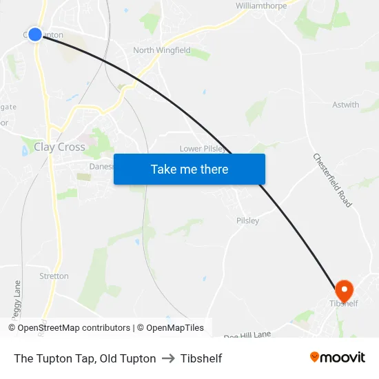 The Tupton Tap, Old Tupton to Tibshelf map