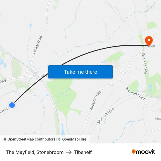 Chapel Street, Stonebroom to Tibshelf map