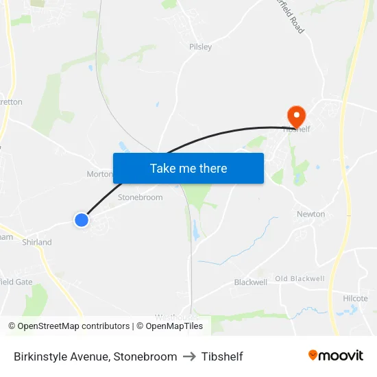 Birkinstyle Avenue, Stonebroom to Tibshelf map