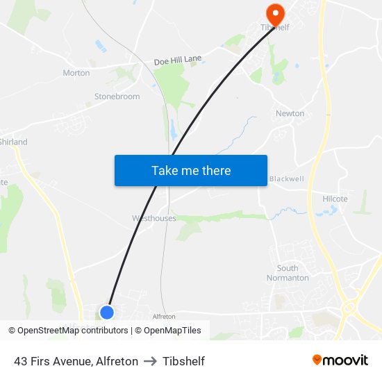 43 Firs Avenue, Alfreton to Tibshelf map