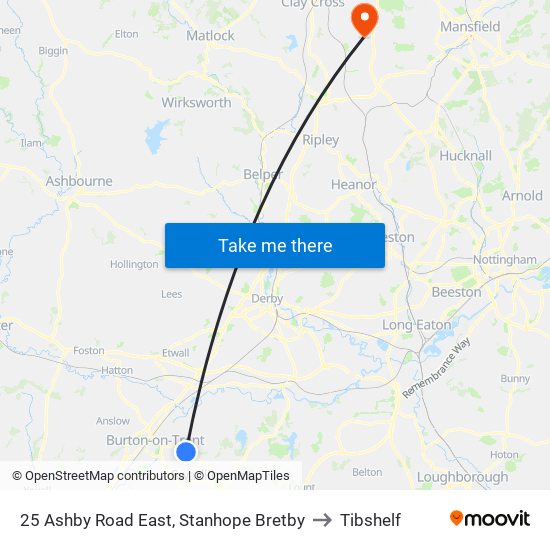25 Ashby Road East, Stanhope Bretby to Tibshelf map