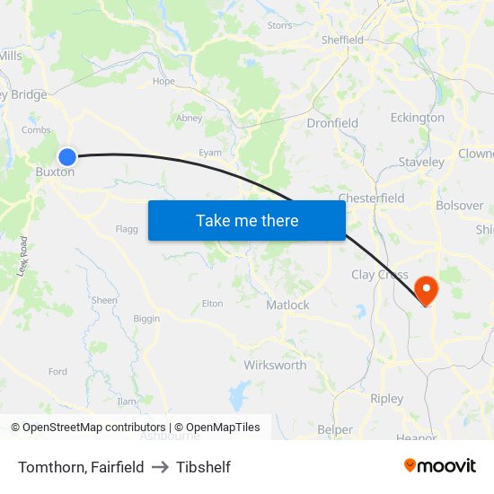 Tomthorn, Fairfield to Tibshelf map