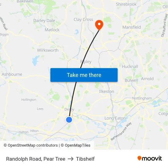 Randolph Road, Pear Tree to Tibshelf map