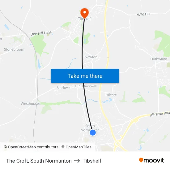 The Croft, South Normanton to Tibshelf map
